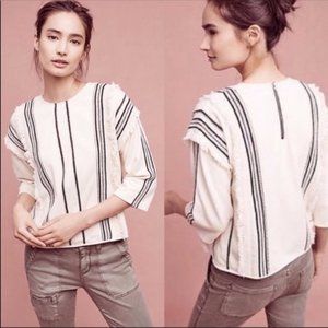 Eri + Ali Santillana Fringed Embroidered Top XS